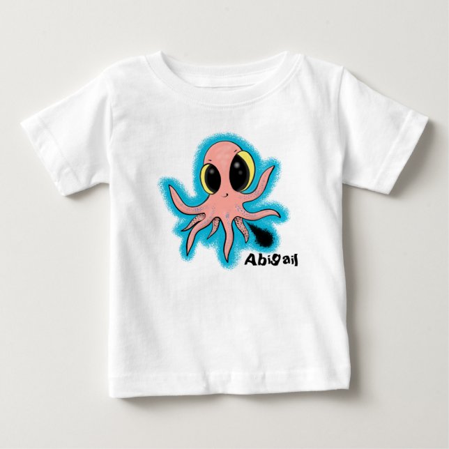 Camiseta De Bebé Diseño de dibujos animados de adorable bebé pulpo (Anverso)