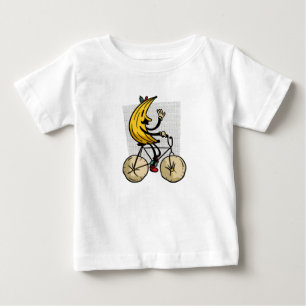 Camiseta De Bebé Diseño de dibujos animados de plátano en bicicleta