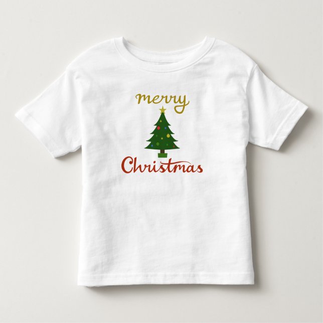 Camiseta De Bebé Diseño de Feliz Navidad y Árbol (Anverso)