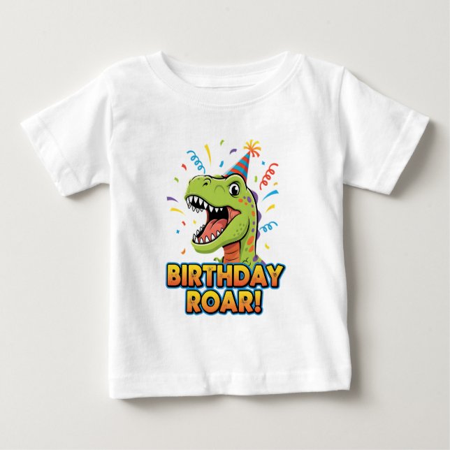 Camiseta De Bebé Diseño de fiesta de cumpleaños de dinosaurio adora (Anverso)