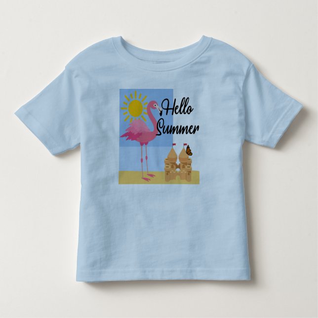 Camiseta De Bebé Diseño de flamencos rosados de verano Hello - Todd (Anverso)