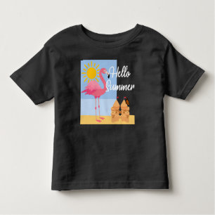 Camiseta De Bebé Diseño de flamencos rosados de verano Hello - Todd