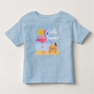 Camiseta De Bebé Diseño de flamencos rosados de verano Hello - Todd