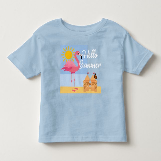 Camiseta De Bebé Diseño de flamencos rosados de verano Hello - Todd (Anverso)
