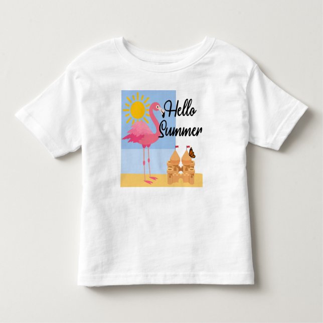 Camiseta De Bebé Diseño de flamencos rosados de verano Hello - Todd (Anverso)