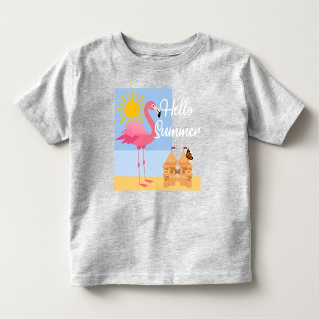 Camiseta De Bebé Diseño de flamencos rosados de verano Hello - Todd (Anverso)