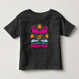 Camiseta De Bebé Diseño de Flamencos Rosas Beach Vibes