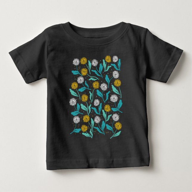 Camiseta De Bebé Diseño de flores y hojas de Dandelion (Anverso)