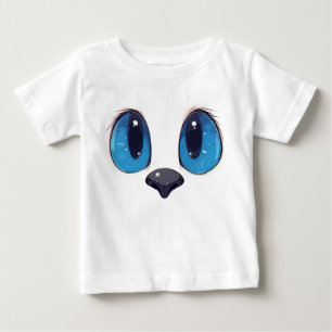 Camiseta De Bebé Diseño de gato adorable kawaii con ojos azules