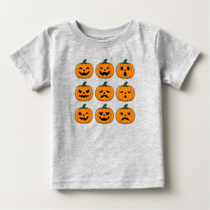 Camiseta De Bebé Diseño de Halloween de Caras de Calabaza Lindas