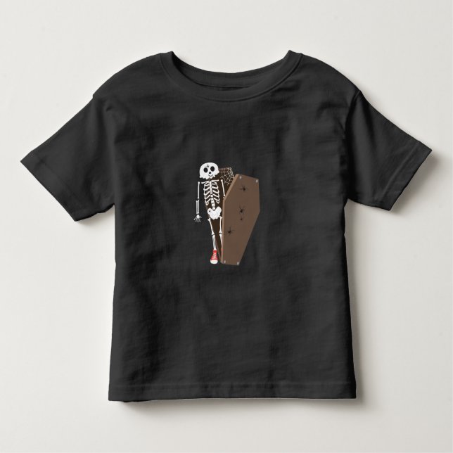 Camiseta De Bebé Diseño de Halloween para esqueletos y ataúdes (Anverso)