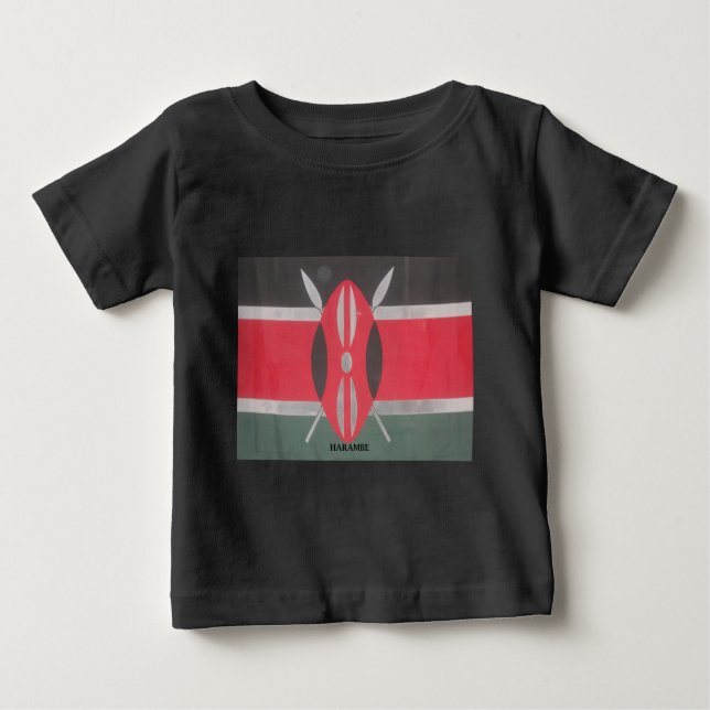 Camiseta De Bebé Diseño de Harambe con la bandera de Kenia (Anverso)