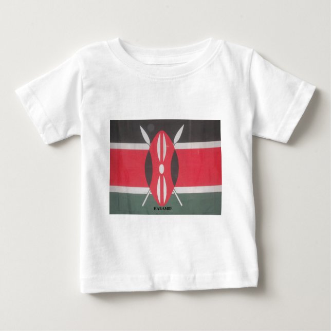 Camiseta De Bebé Diseño de Harambe con la bandera de Kenia (Anverso)