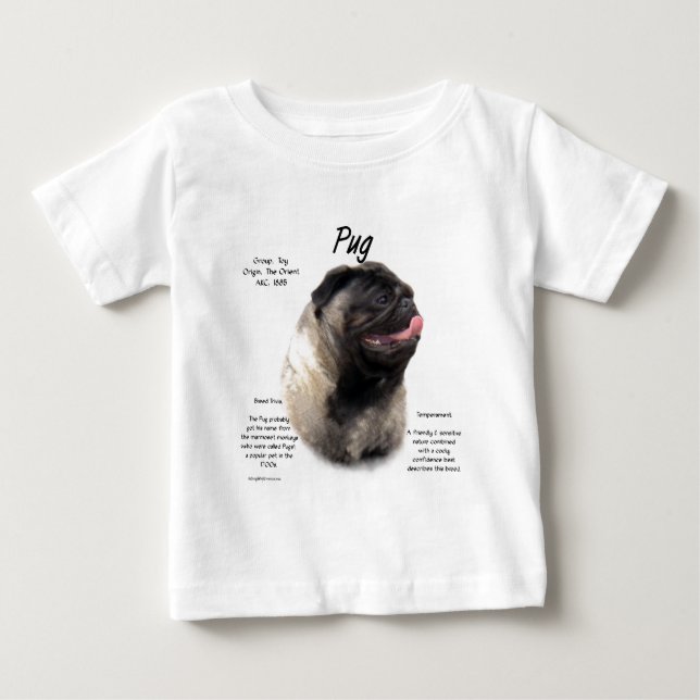 Camiseta De Bebé Diseño de historial de pug (Anverso)