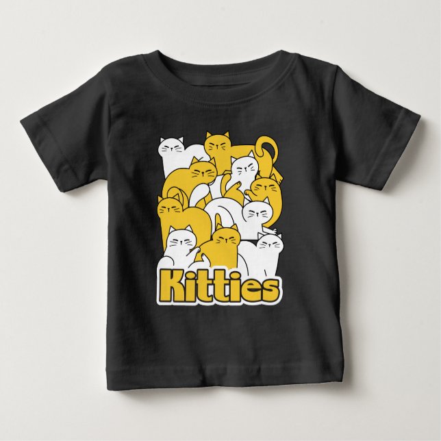 Camiseta De Bebé Diseño de Kitties Chubby - Arte gato adorable (Anverso)
