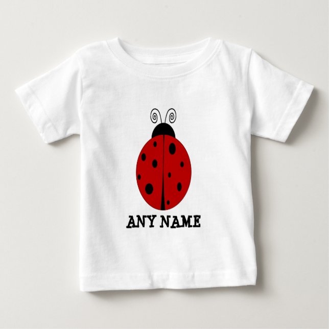 Camiseta De Bebé Diseño de LADYBUG personalizado con CUALQUIER NOMB (Anverso)