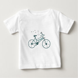 Camiseta De Bebé Diseño de libertad de mariposas y flores en bicicl