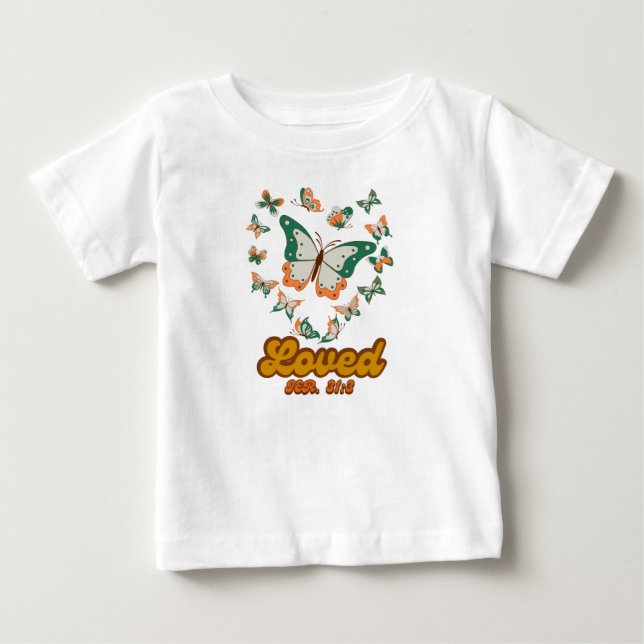 Camiseta De Bebé Diseño de mariposa verde inspirado en Jeremiah 31: (Anverso)