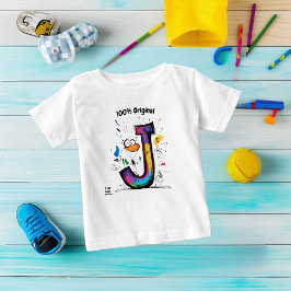 Camiseta De Bebé Diseño de monograma colorido J – divertido y perso
