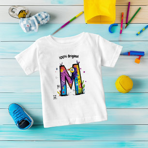 Camiseta De Bebé Diseño de Monograma Colorido M – Divertido y Perso