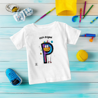 Camiseta De Bebé Diseño de Monograma Colorido P – Divertido y Perso