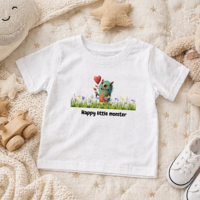 Camiseta De Bebé Diseño de monstruo pequeño lindo y feliz para niño (Subido por el creador)