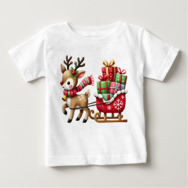 Camiseta De Bebé Diseño de Navidades Adorables de Renos y Sleigh