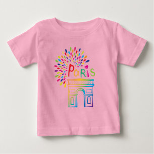 Camiseta De Bebé Diseño de neón de París Francia el   Arco del