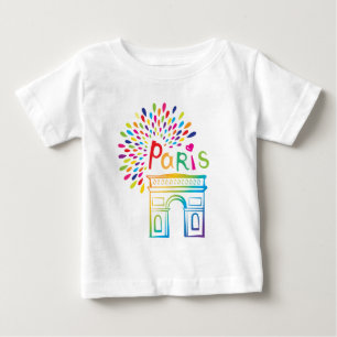 Camiseta De Bebé Diseño de neón de París Francia el Arco del