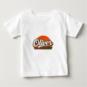 Camiseta De Bebé Diseño de nombre personalizado Oliver Retro Sunset