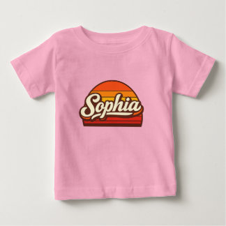Camiseta De Bebé Diseño de nombre personalizado Sophia Retro Sunset
