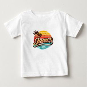 Camiseta De Bebé Diseño de nombre tropical de puesta de sol retro d