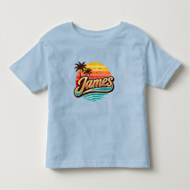 Camiseta De Bebé Diseño de nombre tropical puesta de sol retro Jame