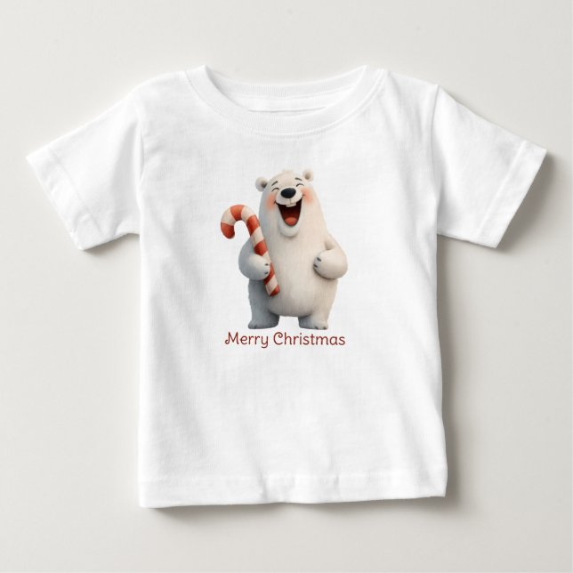 Camiseta De Bebé Diseño de osito polar navideño (Anverso)