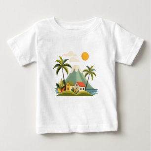 Camiseta De Bebé Diseño de paisaje de isla tropical del volcán Mayo