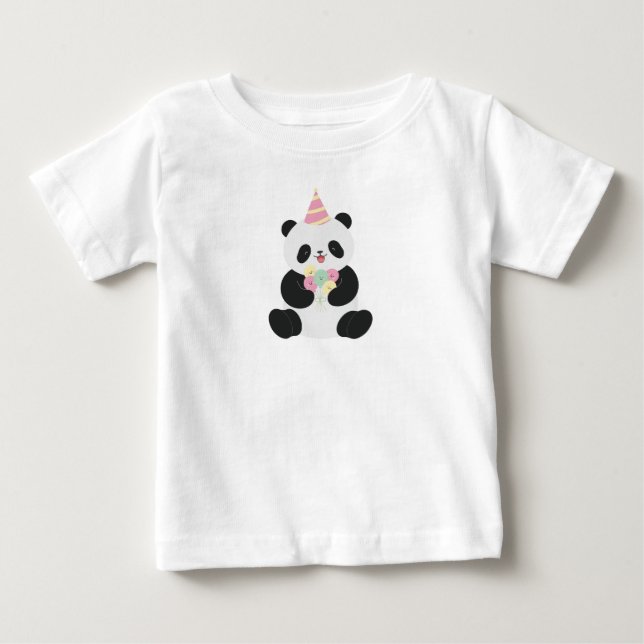 Camiseta De Bebé Diseño de Panda dulce rosa y de menta (Anverso)