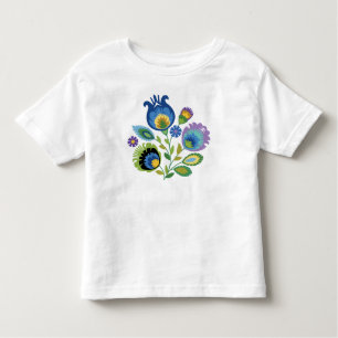 Camiseta De Bebé Diseño de papel azul oscuro floral polaco
