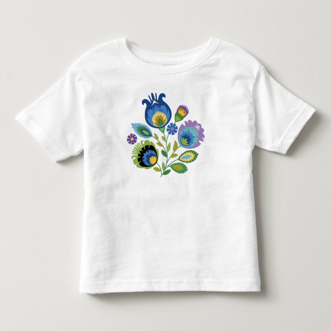 Camiseta De Bebé Diseño de papel azul oscuro floral polaco (Anverso)