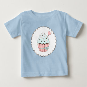 Camiseta De Bebé Diseño de pastel cúbico rosa y azul de menta