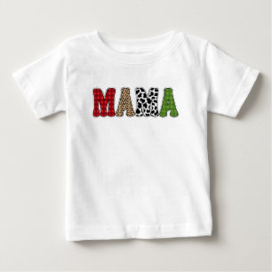 Camiseta De Bebé Diseño de patrón de cuadros de Mama Christmas