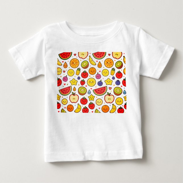 Camiseta De Bebé diseño de patrón de frutas (Anverso)