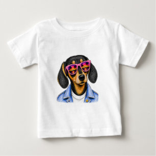 Camiseta De Bebé Diseño de perro Dachshund genial para atardecer de
