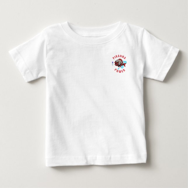 Camiseta De Bebé Diseño de Piranha Power (Anverso)