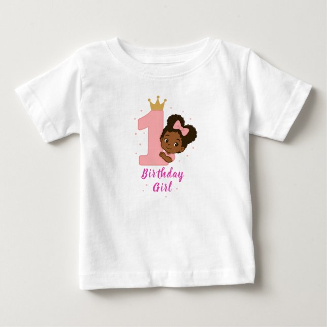Camiseta De Bebé Diseño de primer cumpleaños de Princesa Rosa (Anverso)