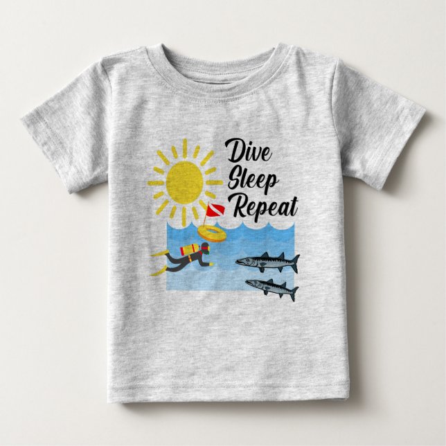 Camiseta De Bebé Diseño de repetición del sueño de buceo - Baby Fin (Anverso)