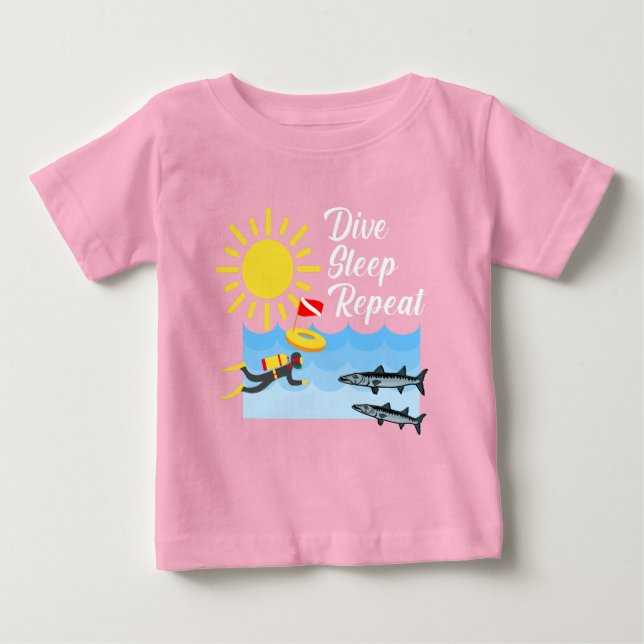 Camiseta De Bebé Diseño de repetición del sueño de buceo - Baby Fin (Anverso)
