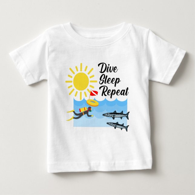 Camiseta De Bebé Diseño de repetición del sueño de buceo - Baby Fin (Anverso)