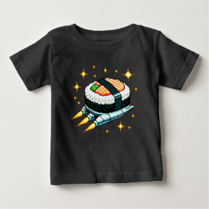 Camiseta De Bebé Diseño de rollo de sushi de cadera espacial Pixel 