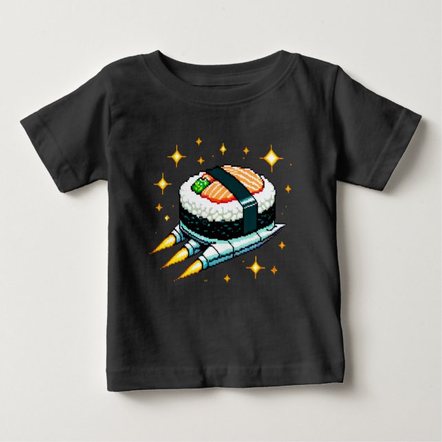 Camiseta De Bebé Diseño de rollo de sushi de cadera espacial Pixel  (Anverso)