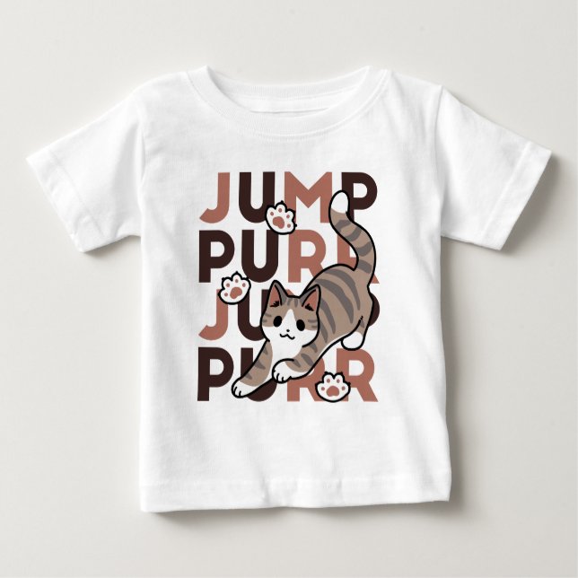 Camiseta De Bebé Diseño de salto de gato lúdico - Grabación de Pun  (Anverso)
